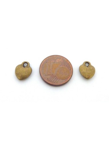 Charm coeur bronze bombé légèrement en métal
