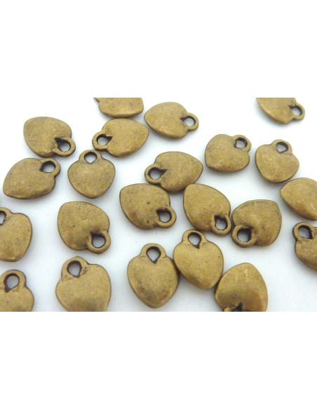 Breloque coeur bronze bombé légèrement en métal