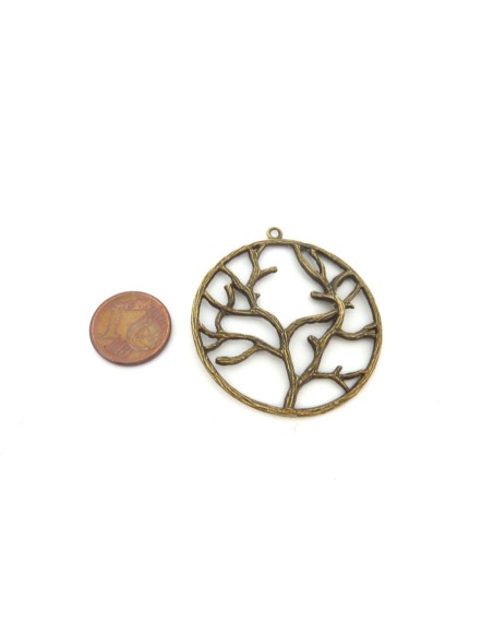 R-2 Grand Pendentif arbre 44mm en métal de couleur bronze