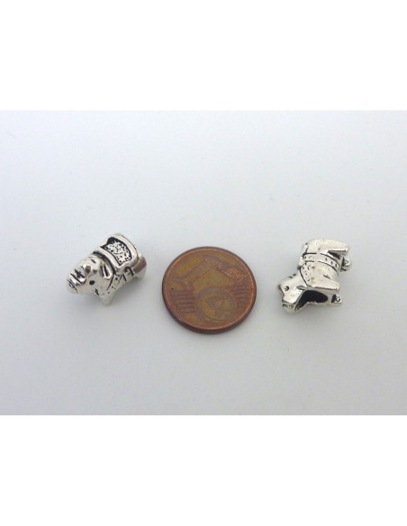 5 Perles dromadaire 12,9mm en métal argenté à gros trou 4,7mm