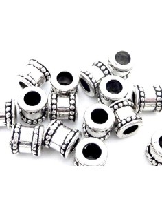 Perle tube argenté à gros trou