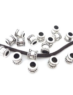 Perle tube argenté à gros trou 2