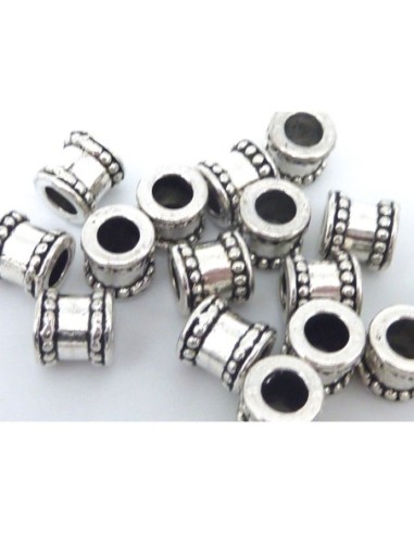 Perle tube argenté à gros trou 5mm