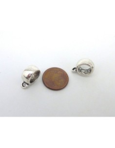 5 Perles support breloque 15mm, belière en métal argenté lisse 2
