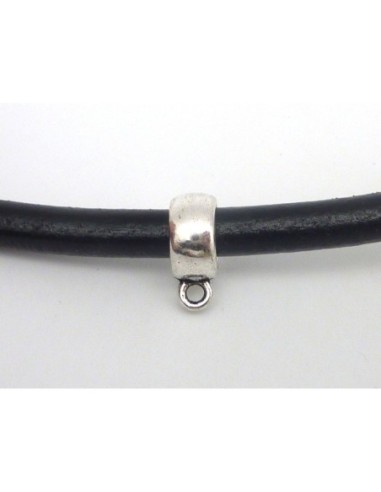 5 Perles support breloque 15mm, belière en métal argenté lisse