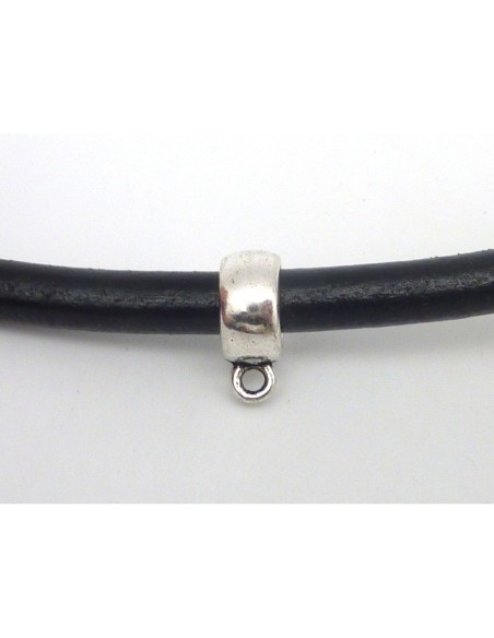 5 Perles support breloque 15mm, belière en métal argenté lisse