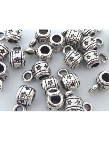 Mini perle support breloque étoile 9mm en métal argenté Mini perle support breloque étoile 9mm en métal argenté