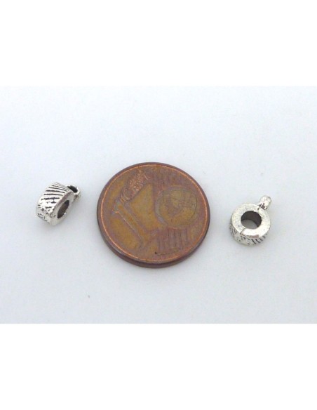 Support breloque argenté pour cuir de 3mm