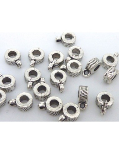 Petit support breloque argenté pour cuir de 3mm