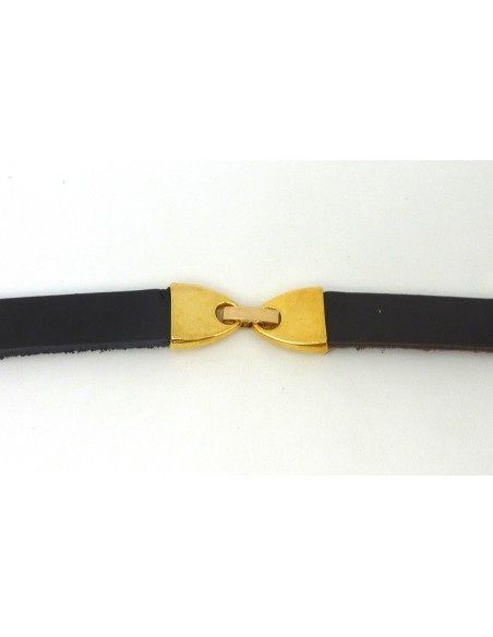 Fermoir clip pour lanière, lacet, cordon en métal doré 9,6 x 2,6mm