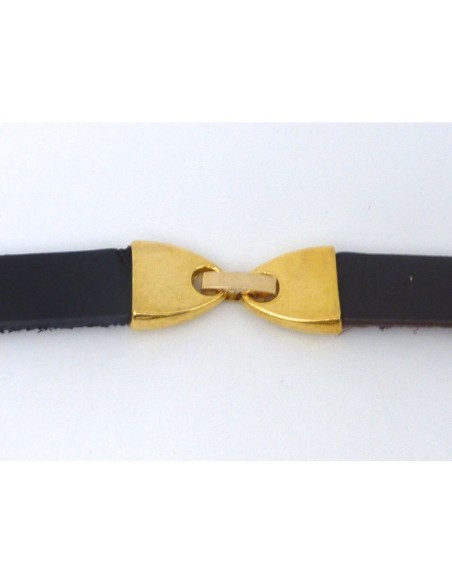 Fermoir clip pour lanière, lacet, cordon en métal doré 9,6 x 2,6mm
