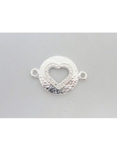R-Connecteur coeur 23,7mm en métal argenté brillant