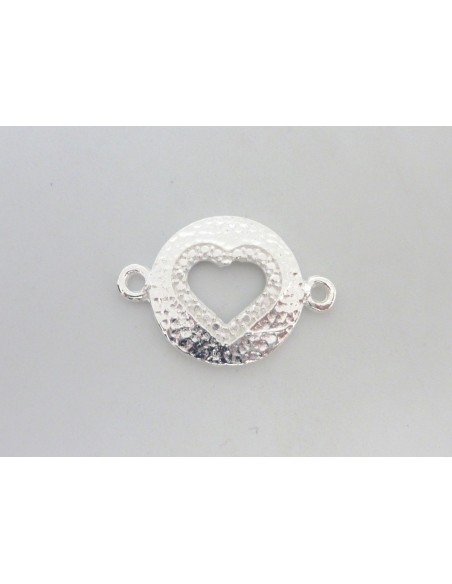 R-Connecteur coeur 23,7mm en métal argenté brillant