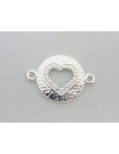 R-Connecteur coeur 23,7mm en métal argenté...
