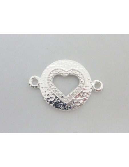 R-Connecteur coeur 23,7mm en métal argenté brillant