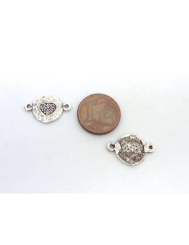 R-Connecteur coeur gravé 17,3mm en métal argenté