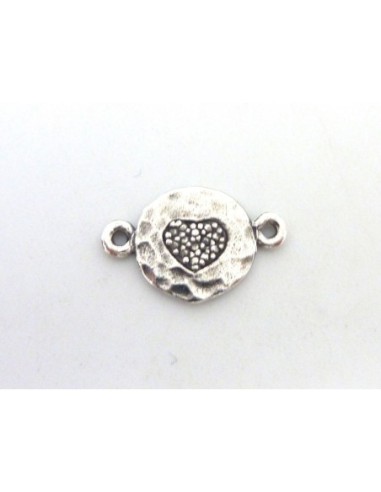 R-Connecteur coeur gravé 17,3mm en métal argenté