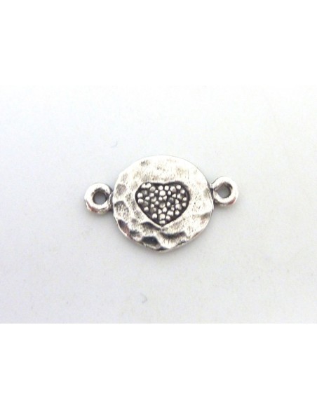 R-Connecteur coeur gravé 17,3mm en métal argenté