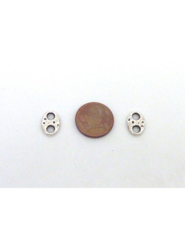 50 Intercalaires grain de café 11,4mm x 7,9mm en métal argenté martelé