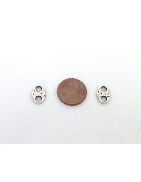50 Intercalaires grain de café 11,4mm x 7,9mm en métal argenté martelé
