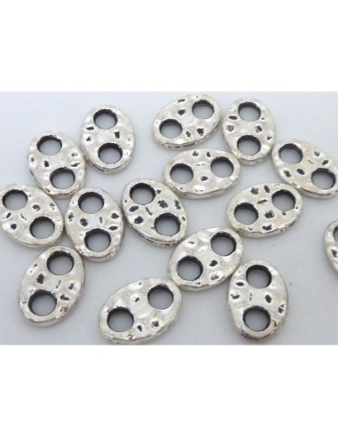 50 Intercalaires grain de café 11,4mm x 7,9mm en métal argenté martelé