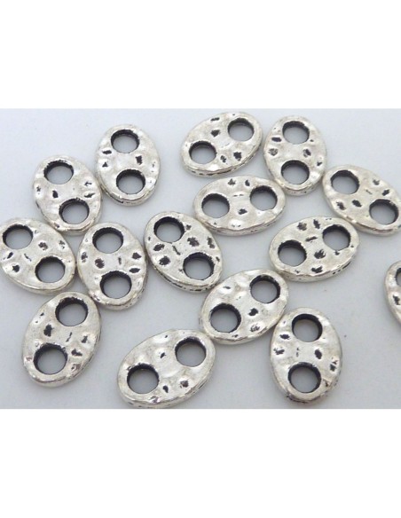 50 Intercalaires grain de café 11,4mm x 7,9mm en métal argenté martelé