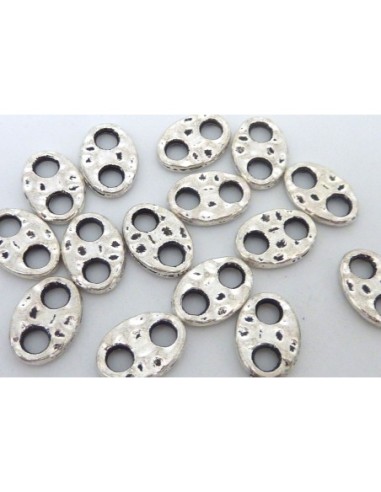50 Intercalaires grain de café 11,4mm x 7,9mm en métal argenté martelé