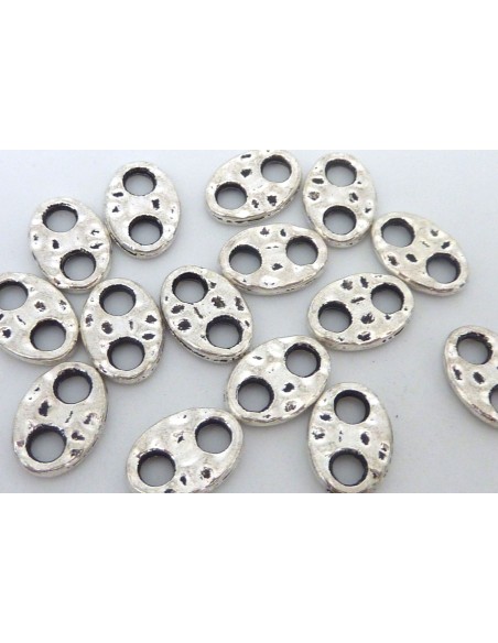 50 Intercalaires grain de café 11,4mm x 7,9mm en métal argenté martelé