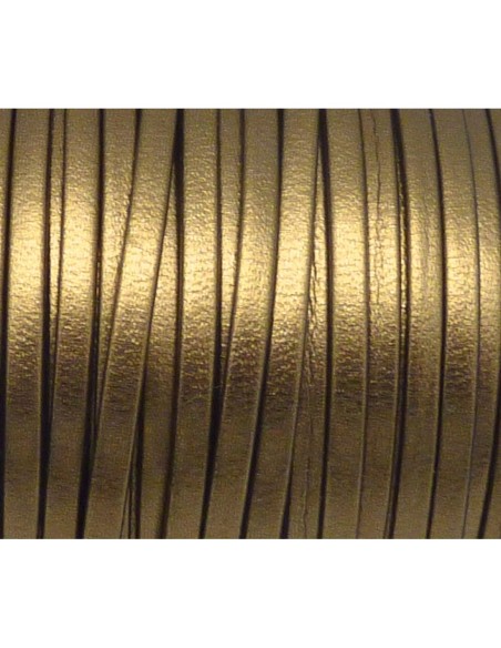 1m Lanière simili cuir 3mm de couleur doré très belle qualité