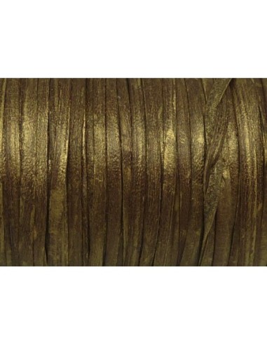 R-1m de lanière cuir plat 3mm de couleur doré chambré