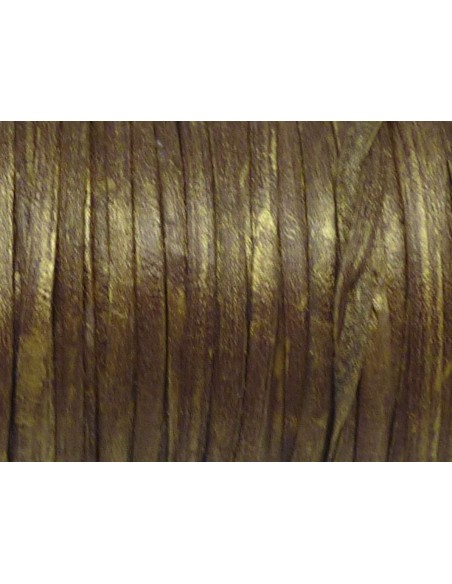 R-1m de lanière cuir plat 3mm de couleur doré chambré