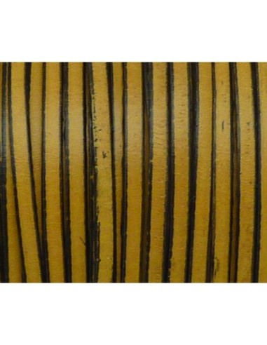 R-1m de lanière cuir plat 3mm bicolore jaune / noir