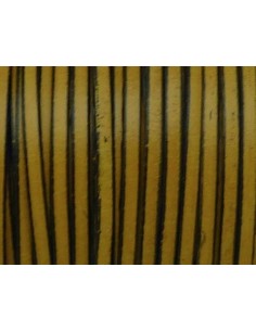 R-1m de lanière cuir plat 3mm bicolore jaune / noir 2