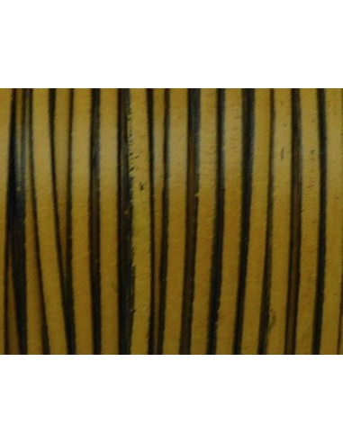 R-1m de lanière cuir plat 3mm bicolore jaune /...