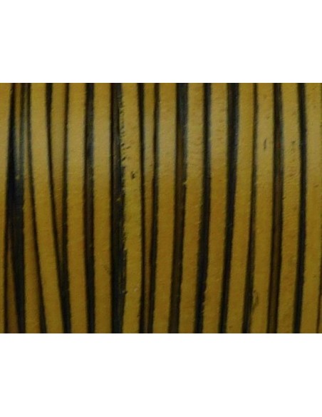 R-1m de lanière cuir plat 3mm bicolore jaune / noir