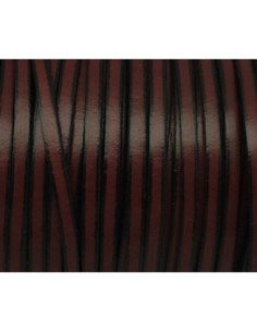 R-1m de lanière cuir plat 3mm bicolore grenat / noir