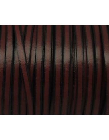 R-1m de lanière cuir plat 3mm bicolore grenat / noir