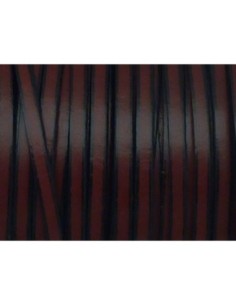 R-1m de lanière cuir plat 3mm bicolore grenat / noir 2