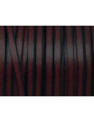 R-1m de lanière cuir plat 3mm bicolore grenat /...