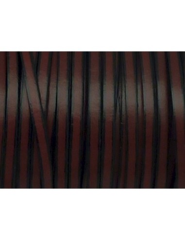 R-1m de lanière cuir plat 3mm bicolore grenat /...