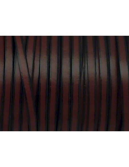 R-1m de lanière cuir plat 3mm bicolore grenat / noir