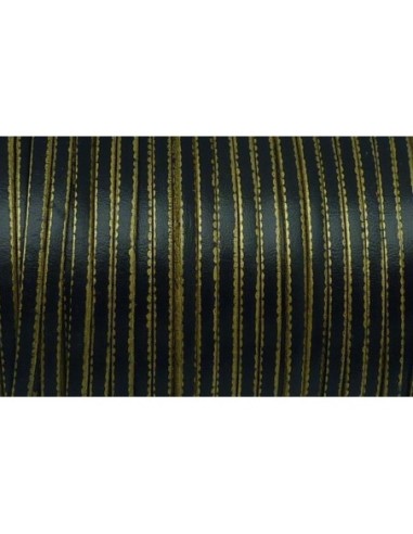R-1m de lanière cuir plat 3mm bicolore noir / doré