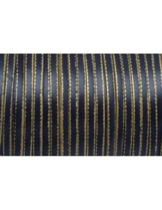 R-1m de lanière cuir plat 3mm bicolore noir / doré 2