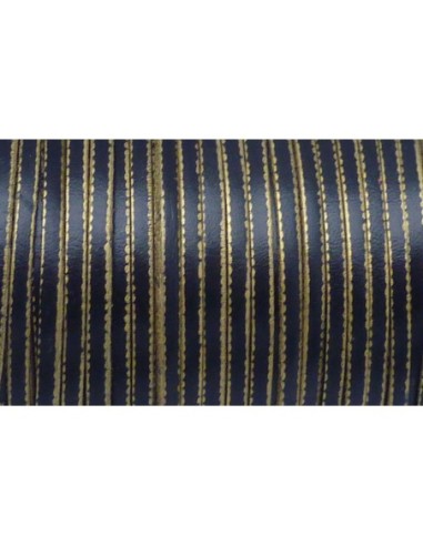 R-1m de lanière cuir plat 3mm bicolore noir / doré