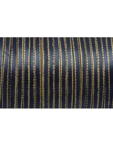 R-1m de lanière cuir plat 3mm bicolore noir / doré