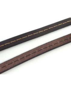 1cm de Cordon cuir plat 10mm avec couture marron foncé -... 2