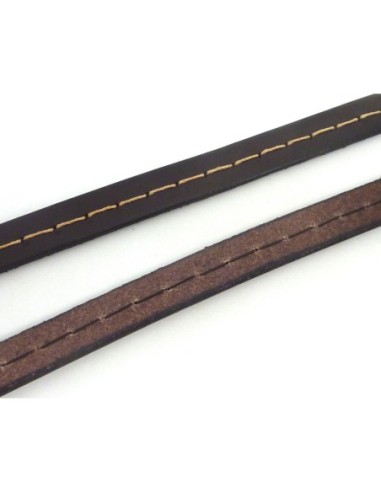 1cm de Cordon cuir plat 10mm avec couture...