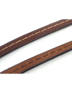 1cm de Cordon cuir plat 10mm avec couture marron - CUIR... 2