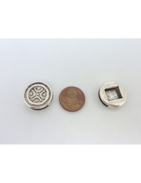 Perle poussoir argenté pour cuir motif celtique
