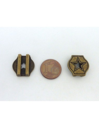 3 Perles passant étoile 17,3mm en métal bronze